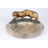 Georges Morin (1874-1950) Bronze Panther auf Marmorschale, bronze panther on marble bowl,