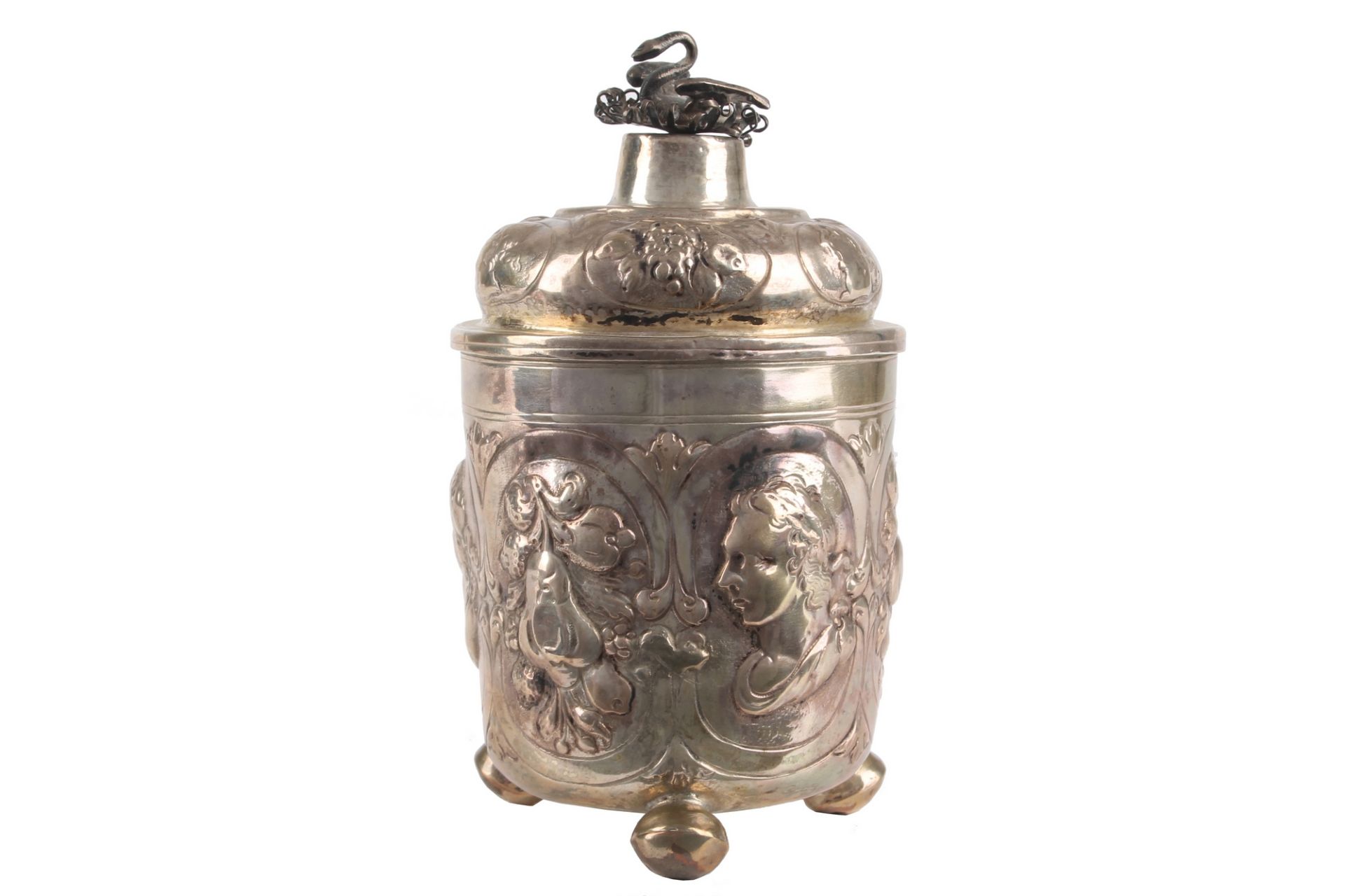 Nürnberg 18. Jahrhundert Silber Kugelfuß Deckelpokal, silver goblet 18th century,