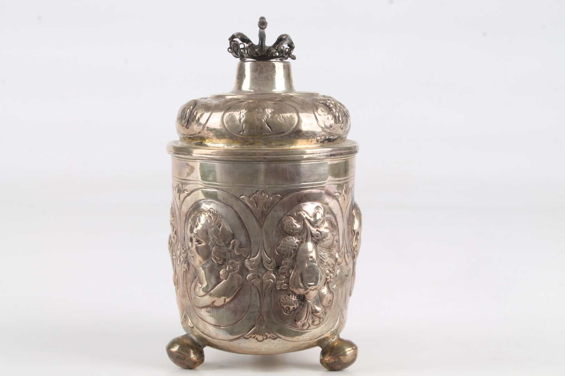 Nürnberg 18. Jahrhundert Silber Kugelfuß Deckelpokal, silver goblet 18th century, - Image 5 of 9