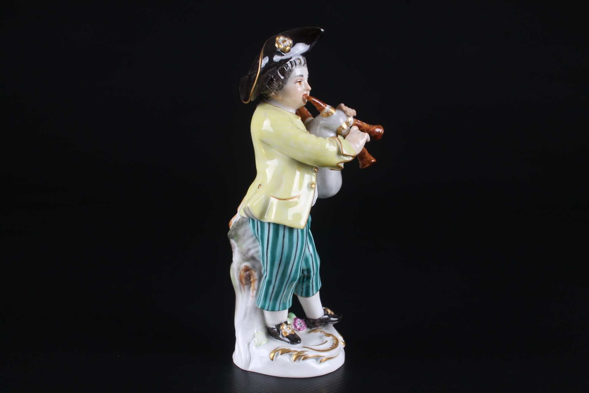 Meissen Gärtnerkind mit Dudelsack, gardeners child with bagpipe, - Image 4 of 6