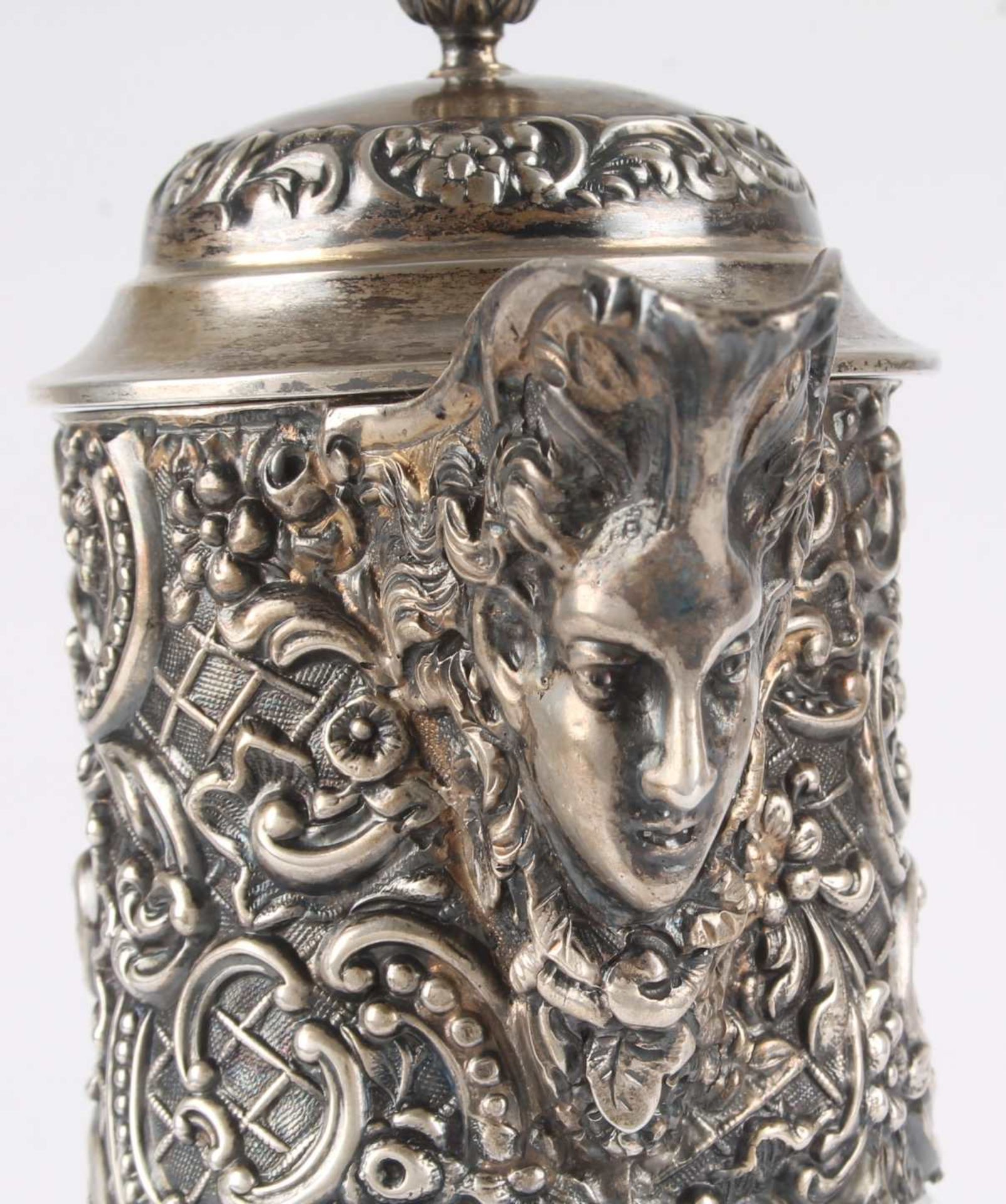 925 Silber Kristallkanne England 1897, crystal silver jug art nouveau, - Image 7 of 10
