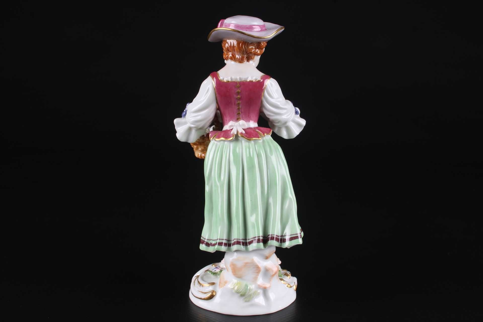 Meissen Gärtnerkind Mädchen mit Blumenkorb, gardeners child with flowerbasket, - Image 3 of 6