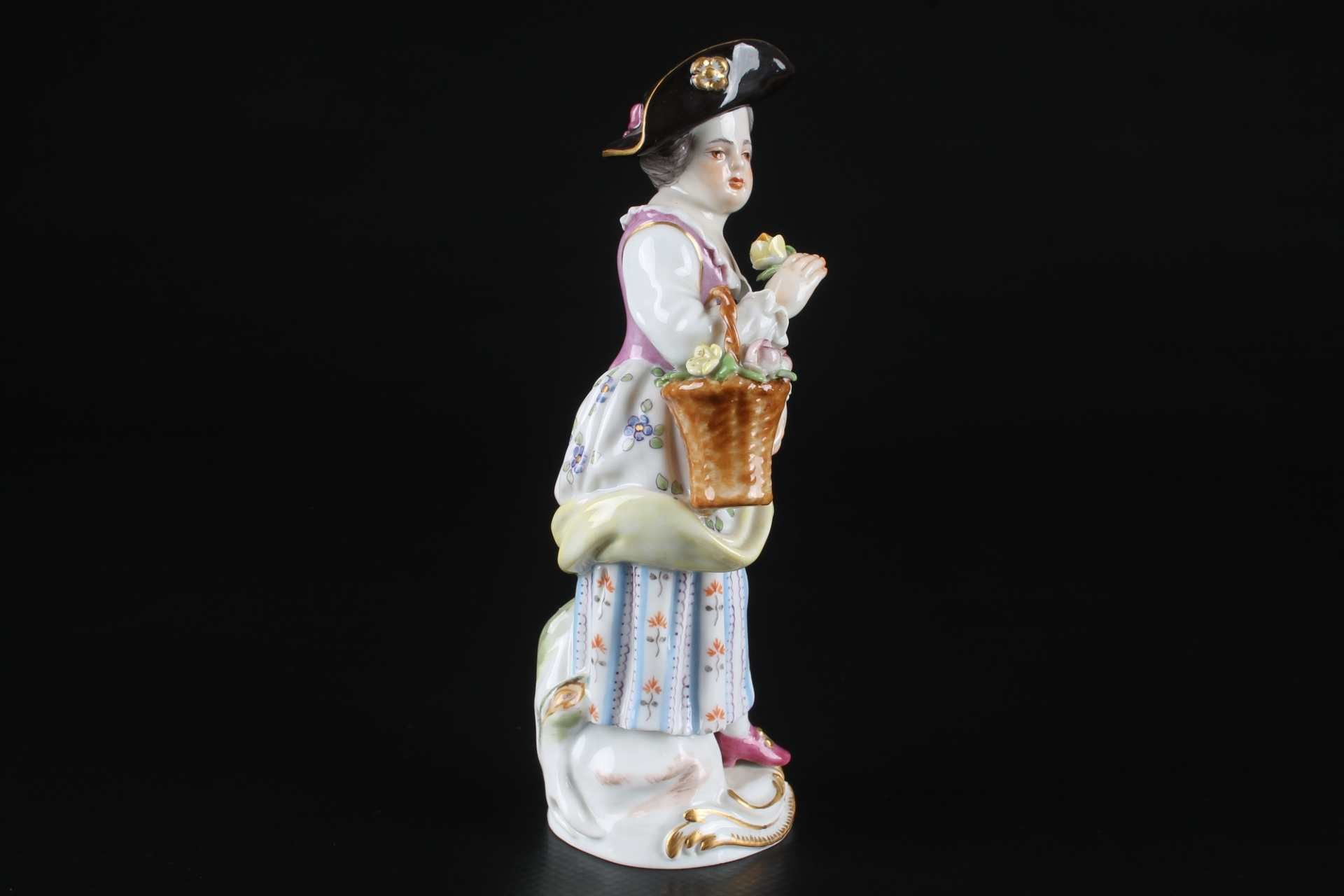 Meissen Gärtnerkind Mädchen mit Blumenkorb, gardeners child with flowerbasket, - Image 4 of 6