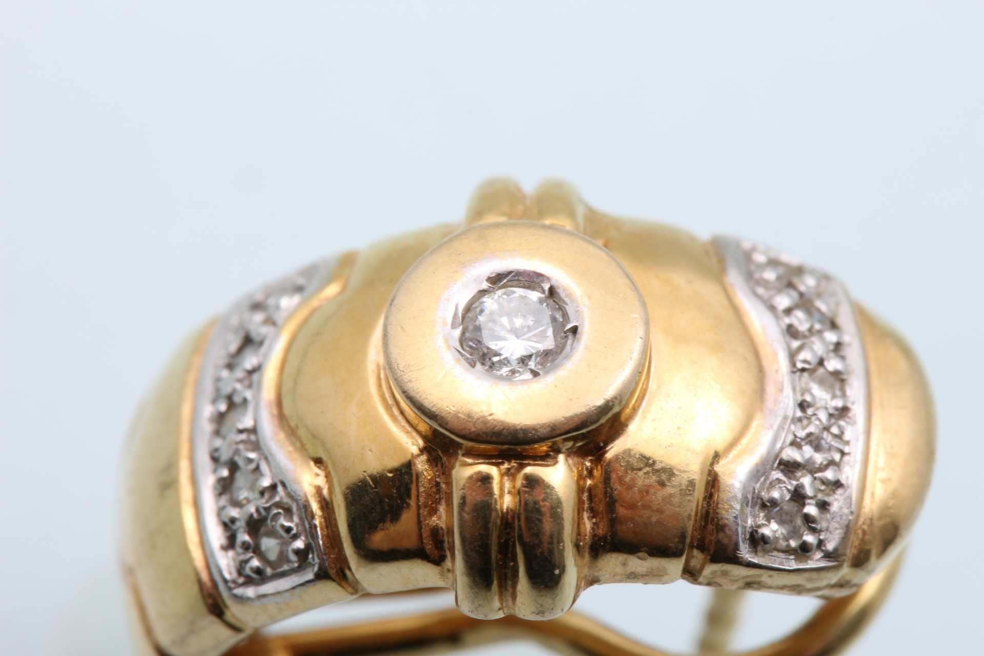 Paar 585 Gold Ohrringe mit Diamanten, 585 gold ring with diamonds, - Image 4 of 6