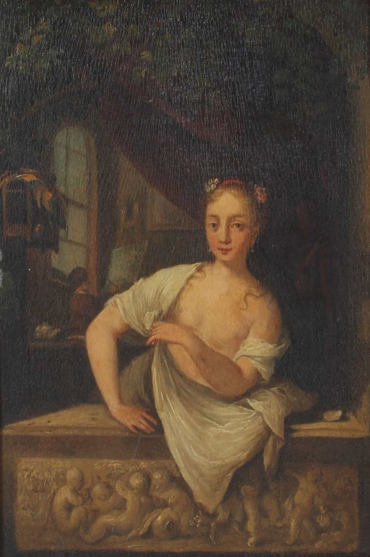 Altmeister 19.Jahrhundert, Junge Frau am Fenster, young woman at the window, 17./18th century,
