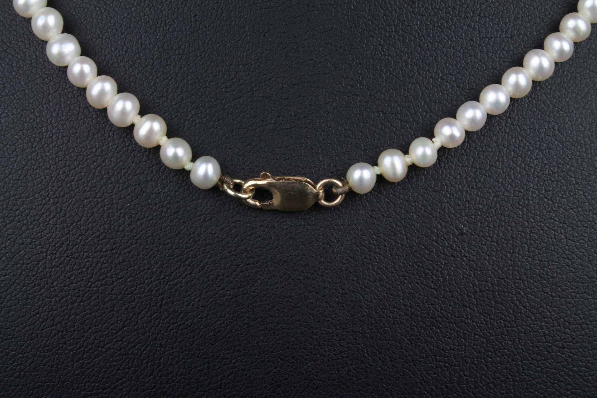 Aquamarin Perlenkette 585 Gold, pearl necklace gold lock, - Image 3 of 4