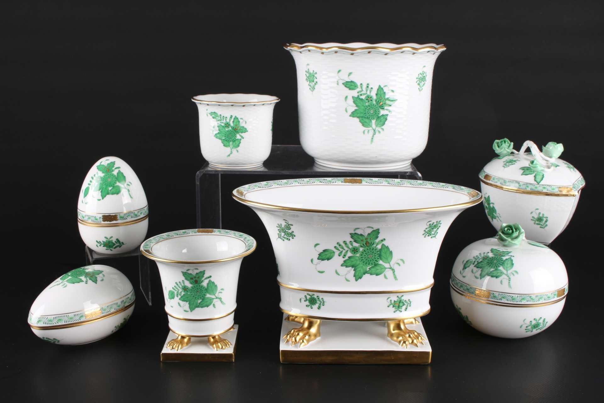 Herend Apponyi Vert Konvolut Zierporzellan, decorative porcelain,