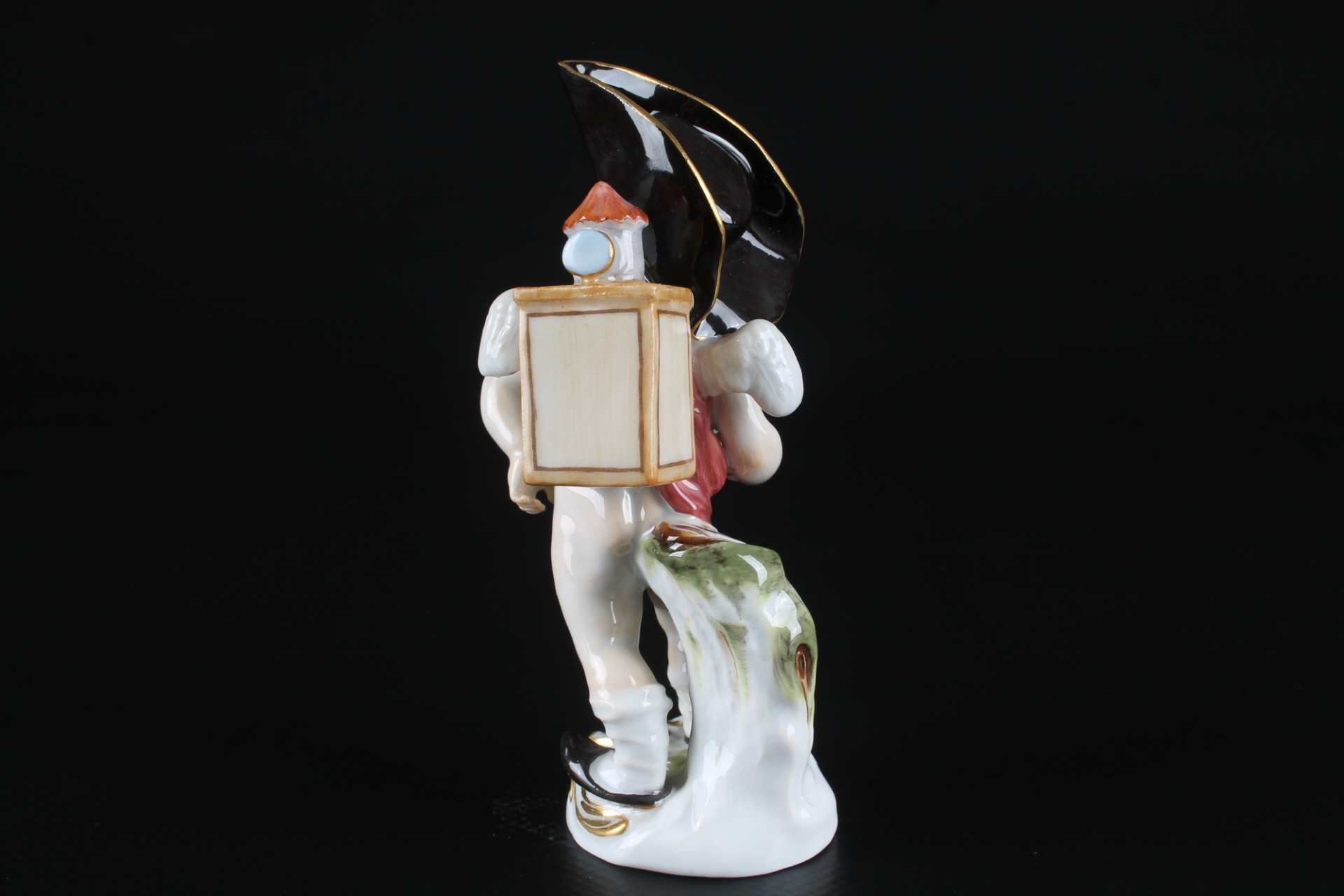 Meissen Verkleidete Amorette mit Leierkasten, disguised cupid with barrel organ, - Bild 3 aus 6
