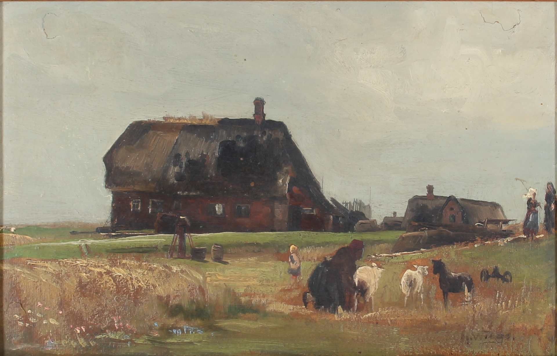 Joachim Heinrich Wrage (1843-1912) Bauernhof in Holstein, farmstead,