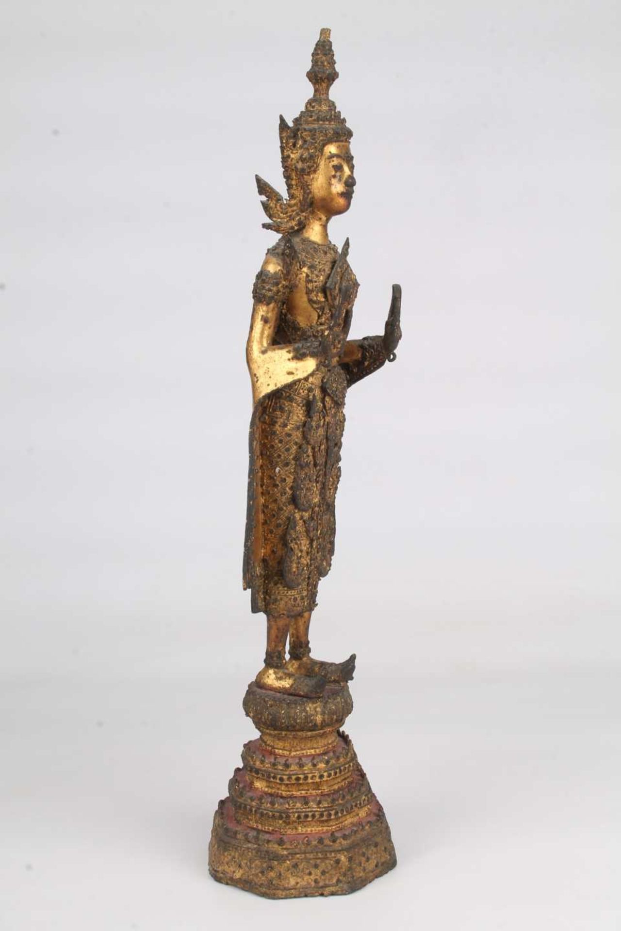 Thailand Bronze stehender Bronze Buddha, bronze standing buddha sculpture, - Bild 2 aus 7