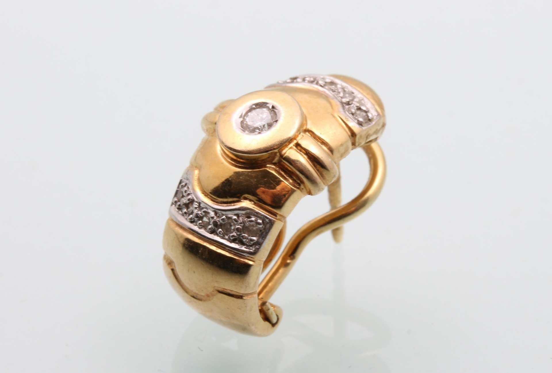 Paar 585 Gold Ohrringe mit Diamanten, 585 gold ring with diamonds, - Image 3 of 6