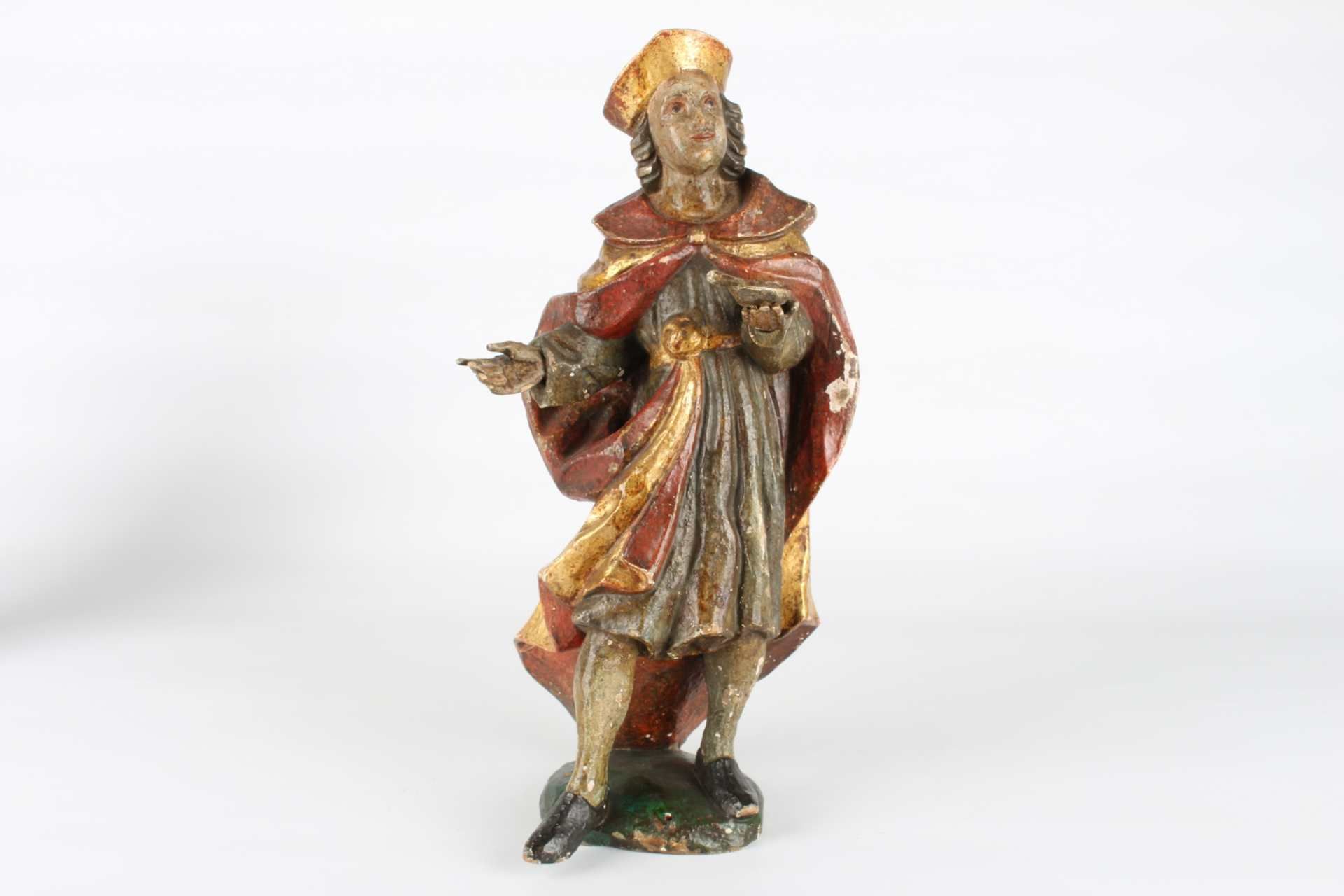 19. Jahrhundert, zwei Heiligenfiguren Kosmas und Damian, wooden saint figures 19th century, - Image 6 of 10