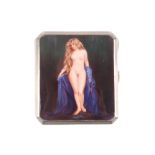 Art Deco Zigarettenetui mit weiblichem Akt, nude art cigarette box art nouveau,