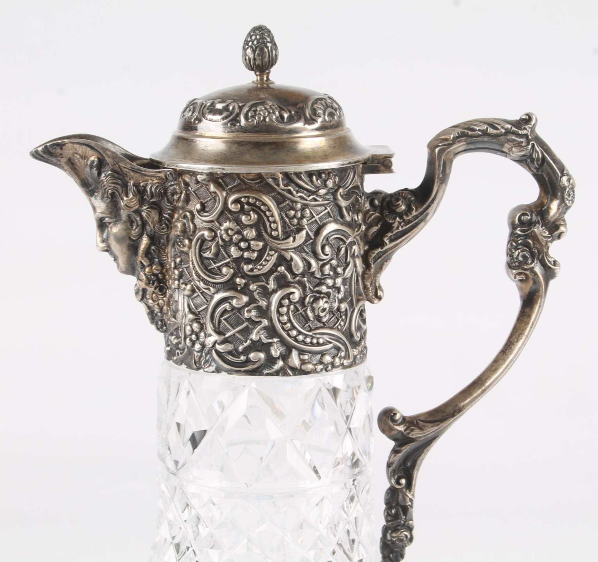 925 Silber Kristallkanne England 1897, crystal silver jug art nouveau, - Image 5 of 10