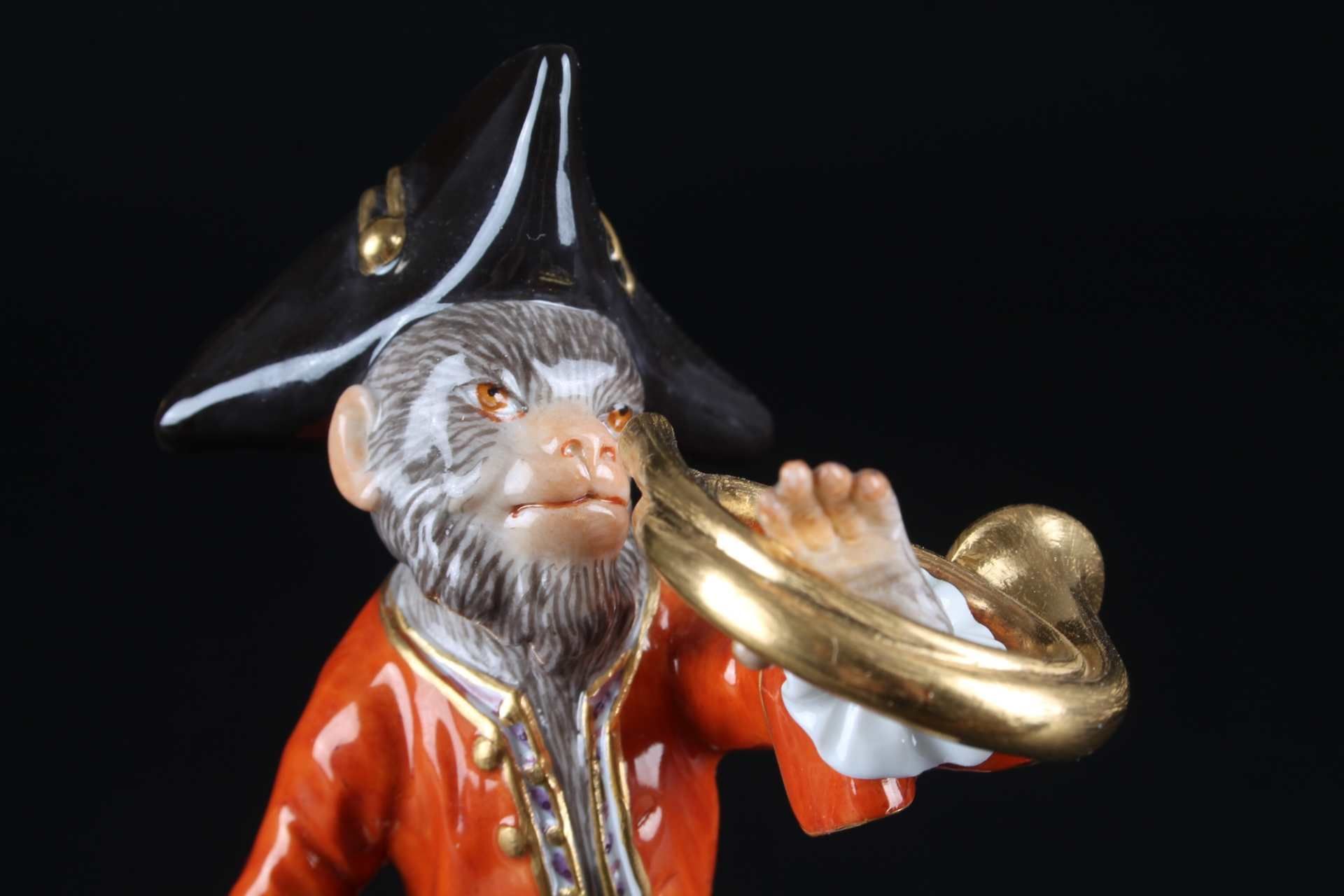 Meissen Waldhornbläser aus der Affenkapelle, bugler monkey chapel, - Bild 7 aus 8