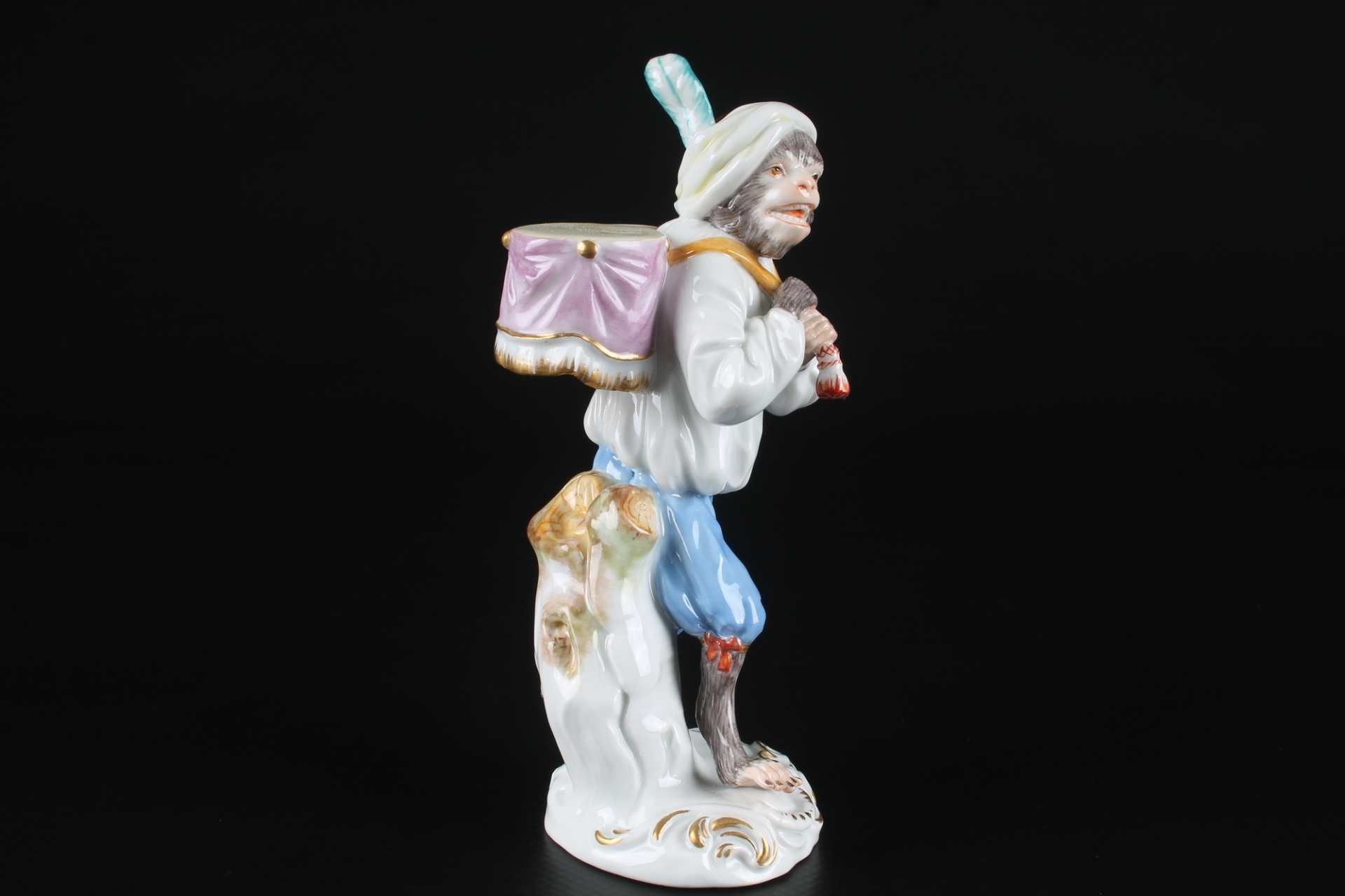 Meissen Paukenträger aus der Affenkapelle, kettledrum carrier monkey chapel, - Image 4 of 6