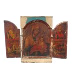 Triptychon Ikone Griechenland 19. Jahrhundert, greek wooden triptych 19th century,