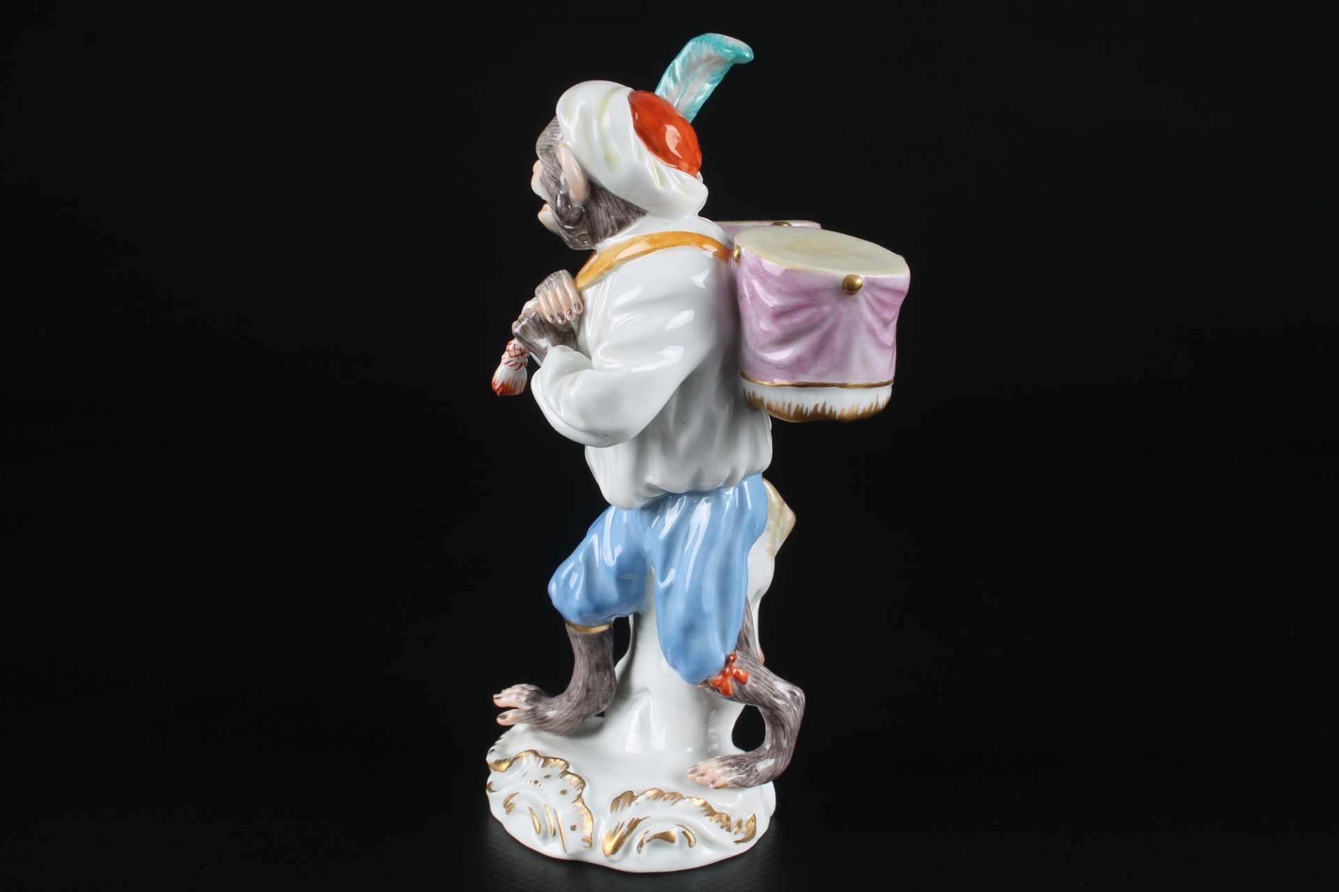 Meissen Paukenträger aus der Affenkapelle, kettledrum carrier monkey chapel, - Bild 2 aus 6