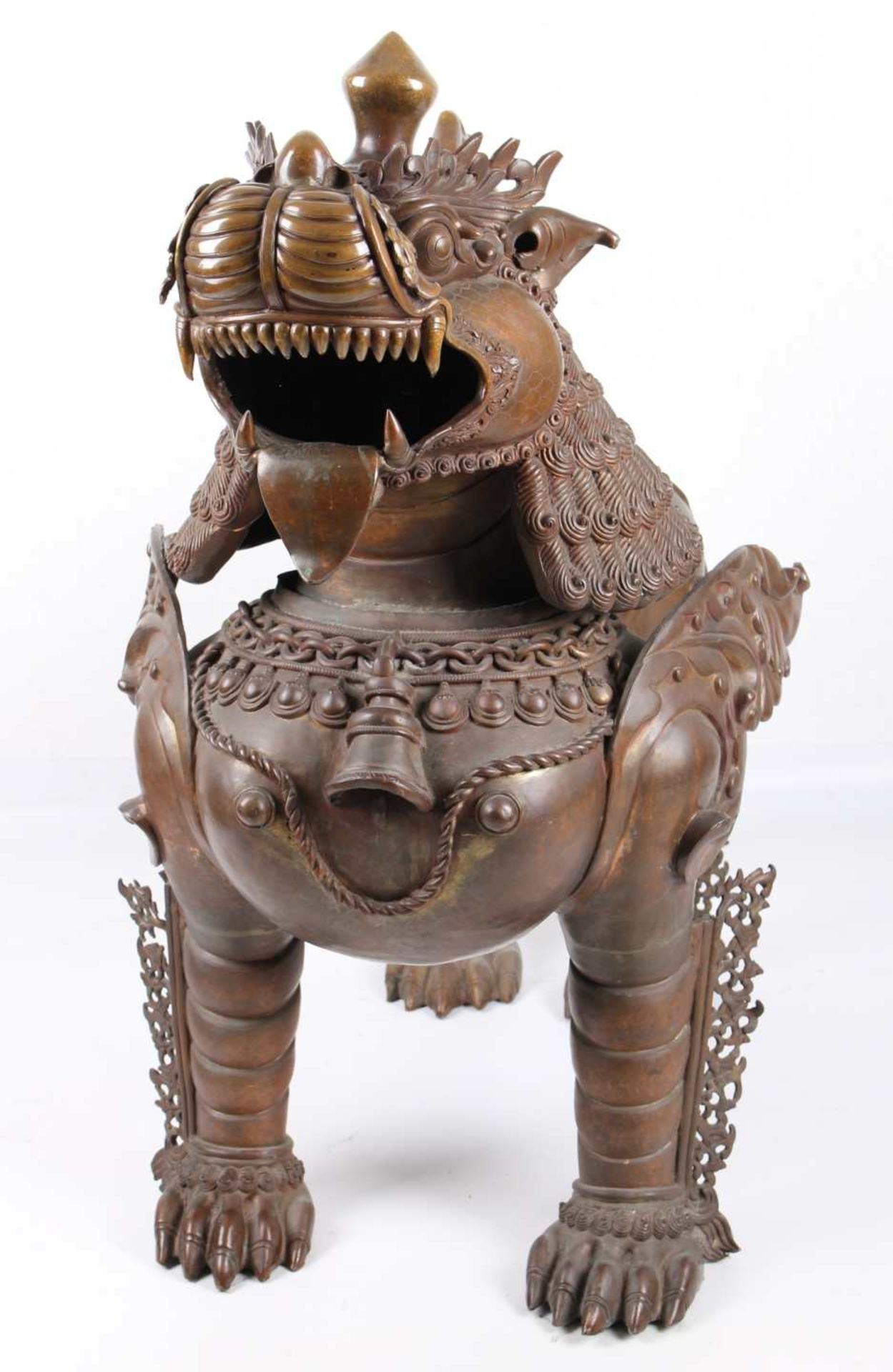 China Bronze riesiger Fu-Hund Wachterlöwe, chinese bronze foo dog, - Bild 4 aus 8