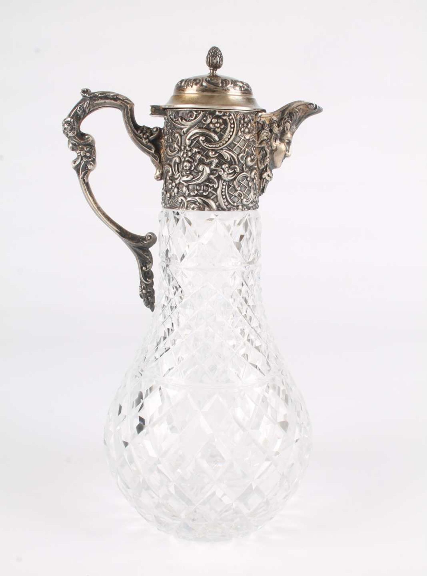 925 Silber Kristallkanne England 1897, crystal silver jug art nouveau, - Image 3 of 10
