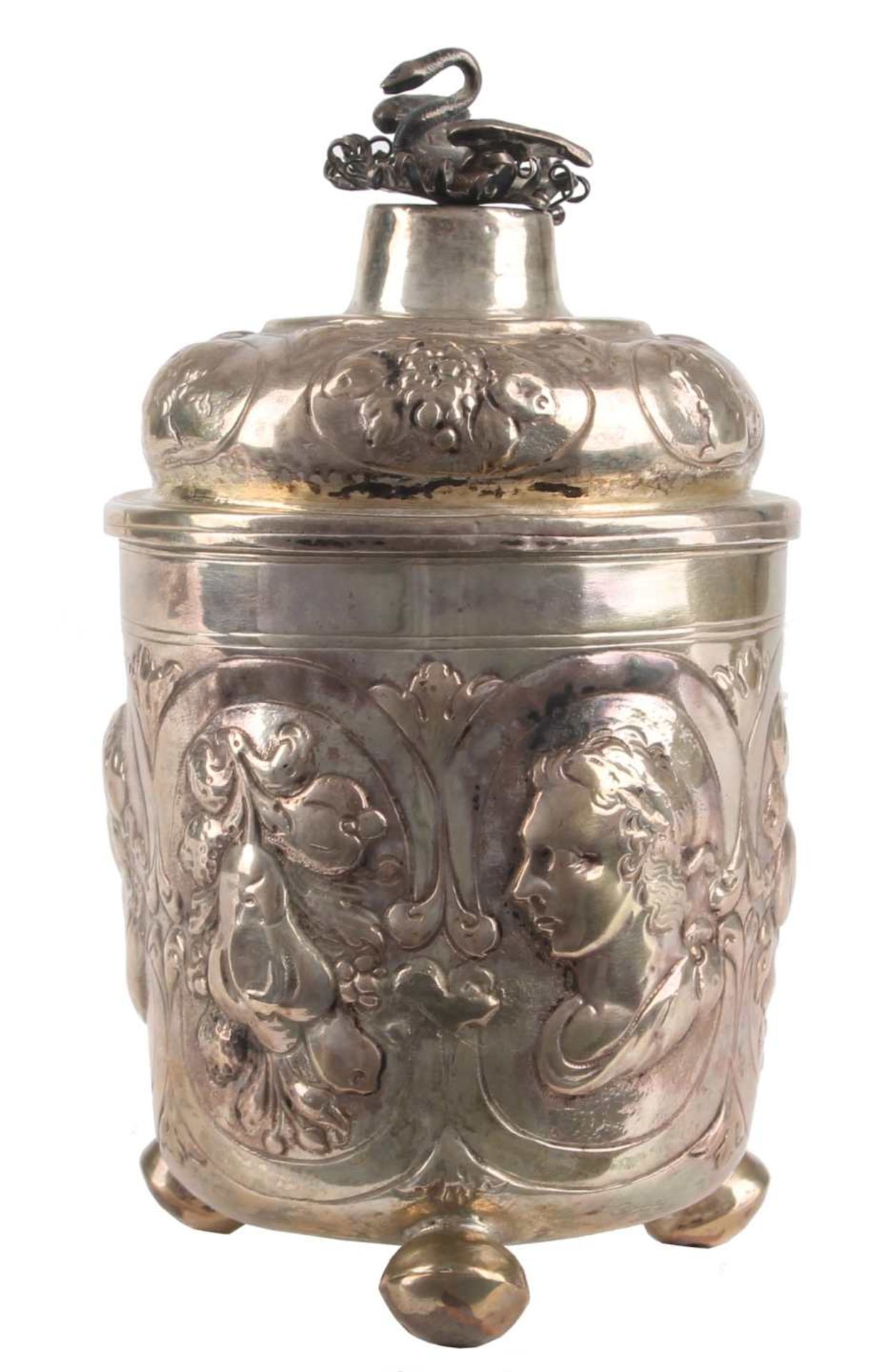 Nürnberg 18. Jahrhundert Silber Kugelfuß Deckelpokal, silver goblet 18th century, - Image 2 of 9