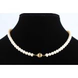 Perlenkette mit 375 Goldverschluss, pearl necklace gold lock,