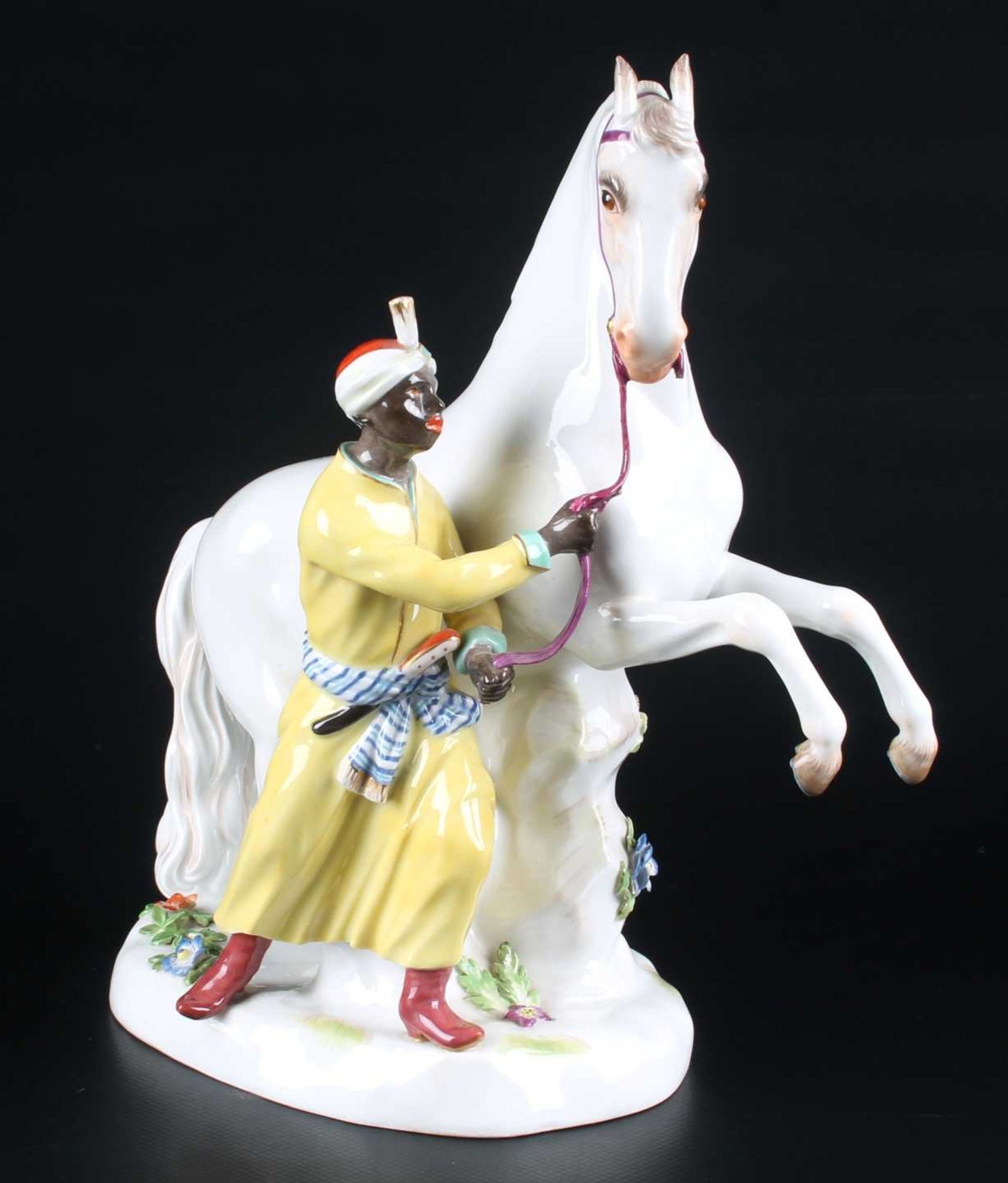 Meissen Mohr mit Schimmel, moor with white horse,