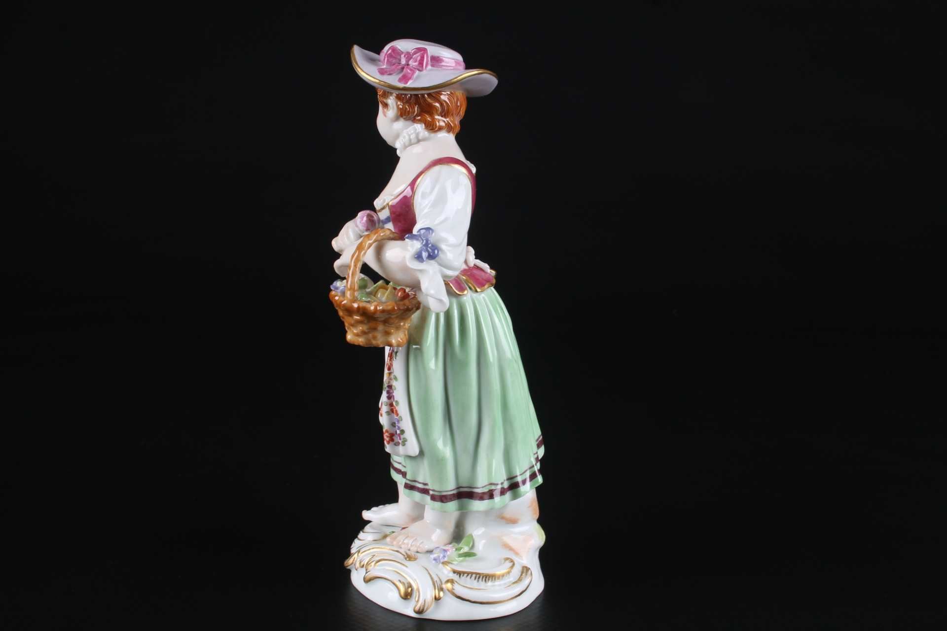 Meissen Gärtnerkind Mädchen mit Blumenkorb, gardeners child with flowerbasket, - Bild 2 aus 6