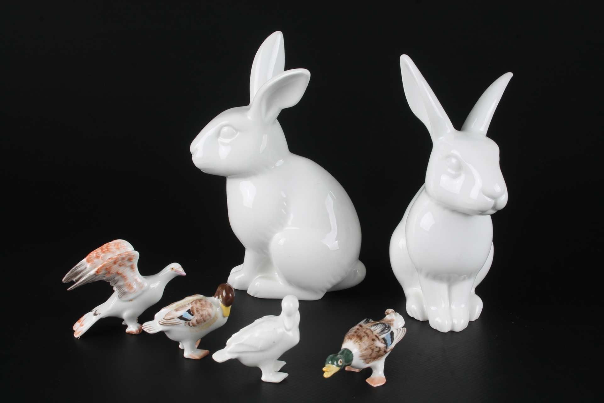 KPM Berlin 6 Tierfiguren, 6 animal porcelain sculptures,