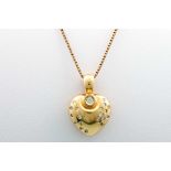 585 Gold Herzanhänger mit Brillanten ca. 0,5 ct & Goldkette, heart pendant diamond & gold necklace,