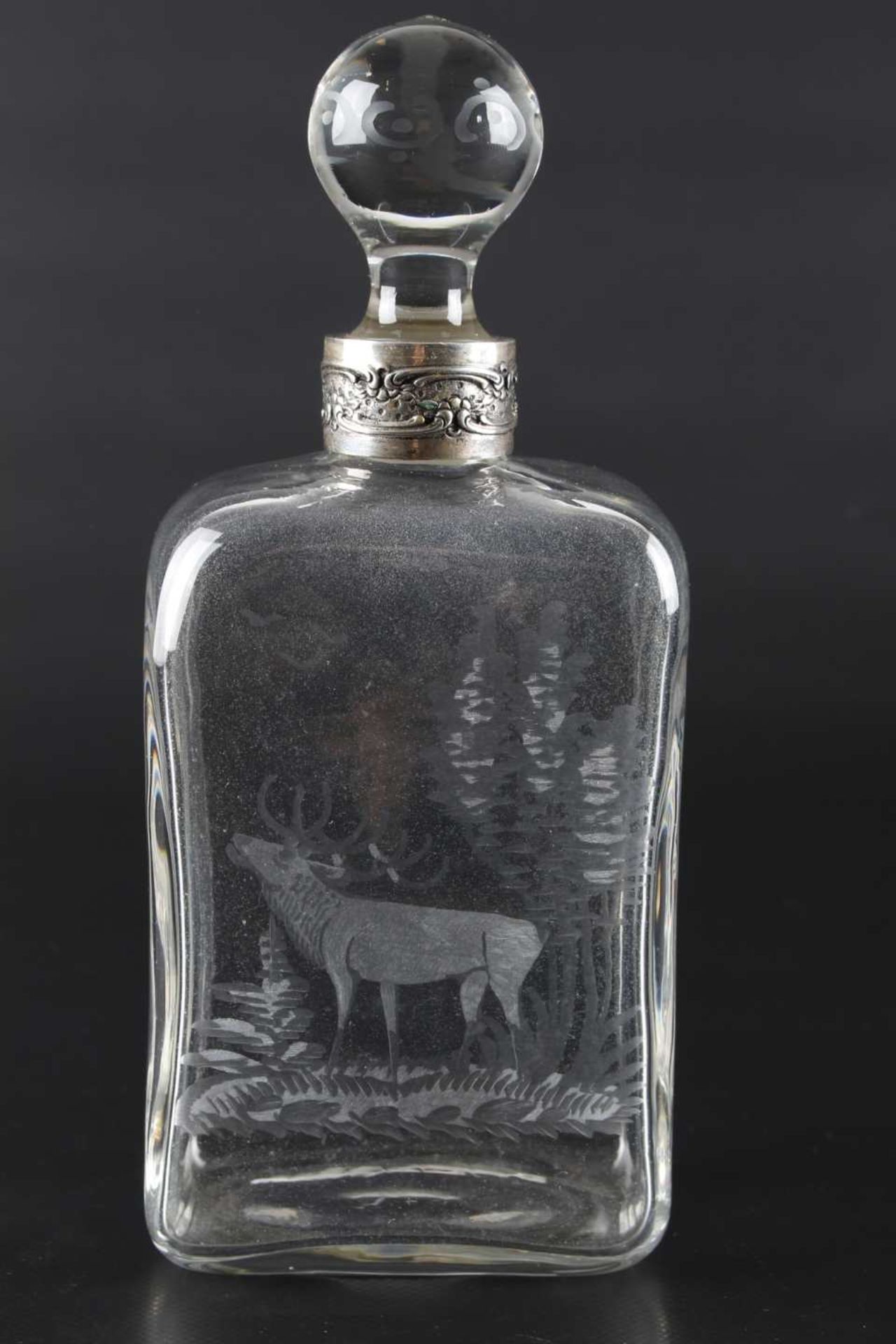 800 Silber Kristallkaraffe mit Jagdmotiv, carafe with deer motive silver, - Image 2 of 8