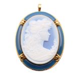 750 Gold Kamee Anhänger, 750 gold cameo pendant,