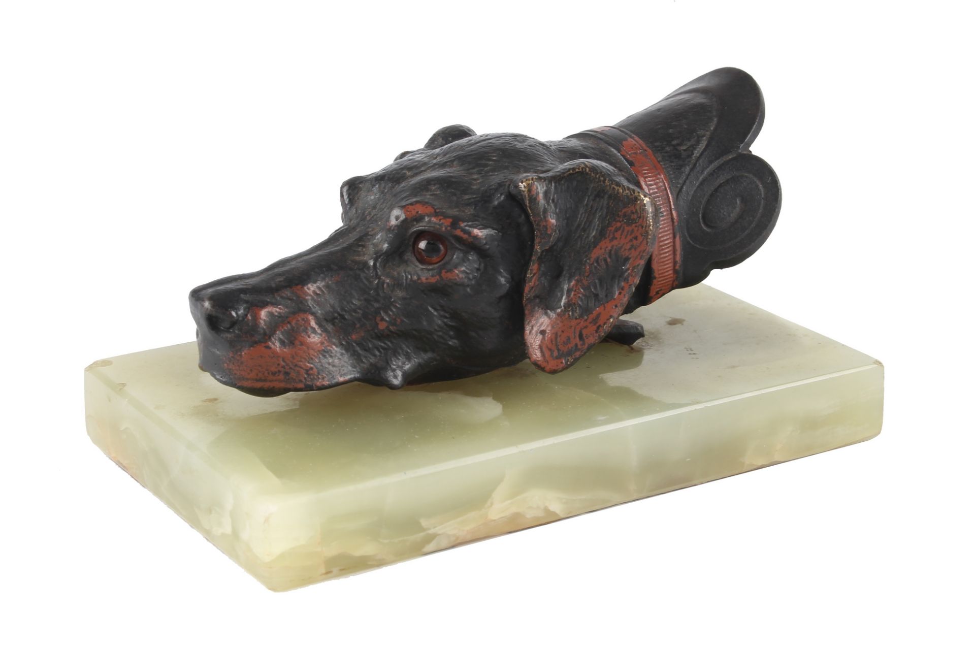 Bronze Hundekopf mit Klemmfunktion, doghead with clamp,