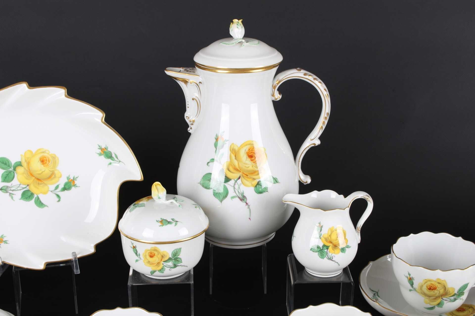 Meissen Gelbe Rose Kaffeeservice für 8 Personen, coffee set for 8 pers., - Image 4 of 6