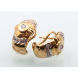 Paar 585 Gold Ohrringe mit Diamanten, 585 gold ring with diamonds,