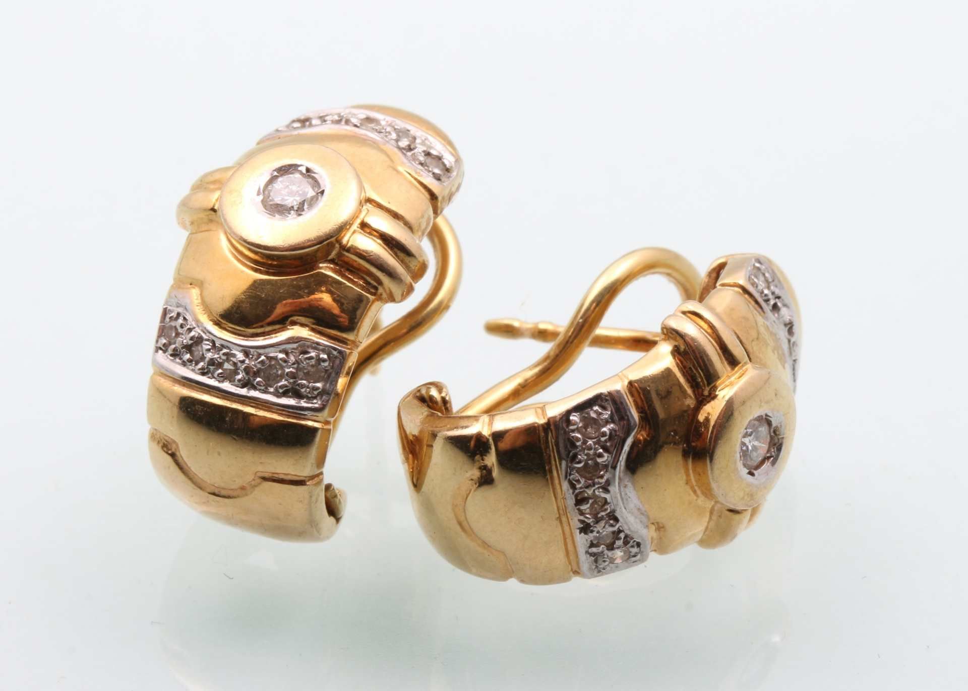 Paar 585 Gold Ohrringe mit Diamanten, 585 gold ring with diamonds,