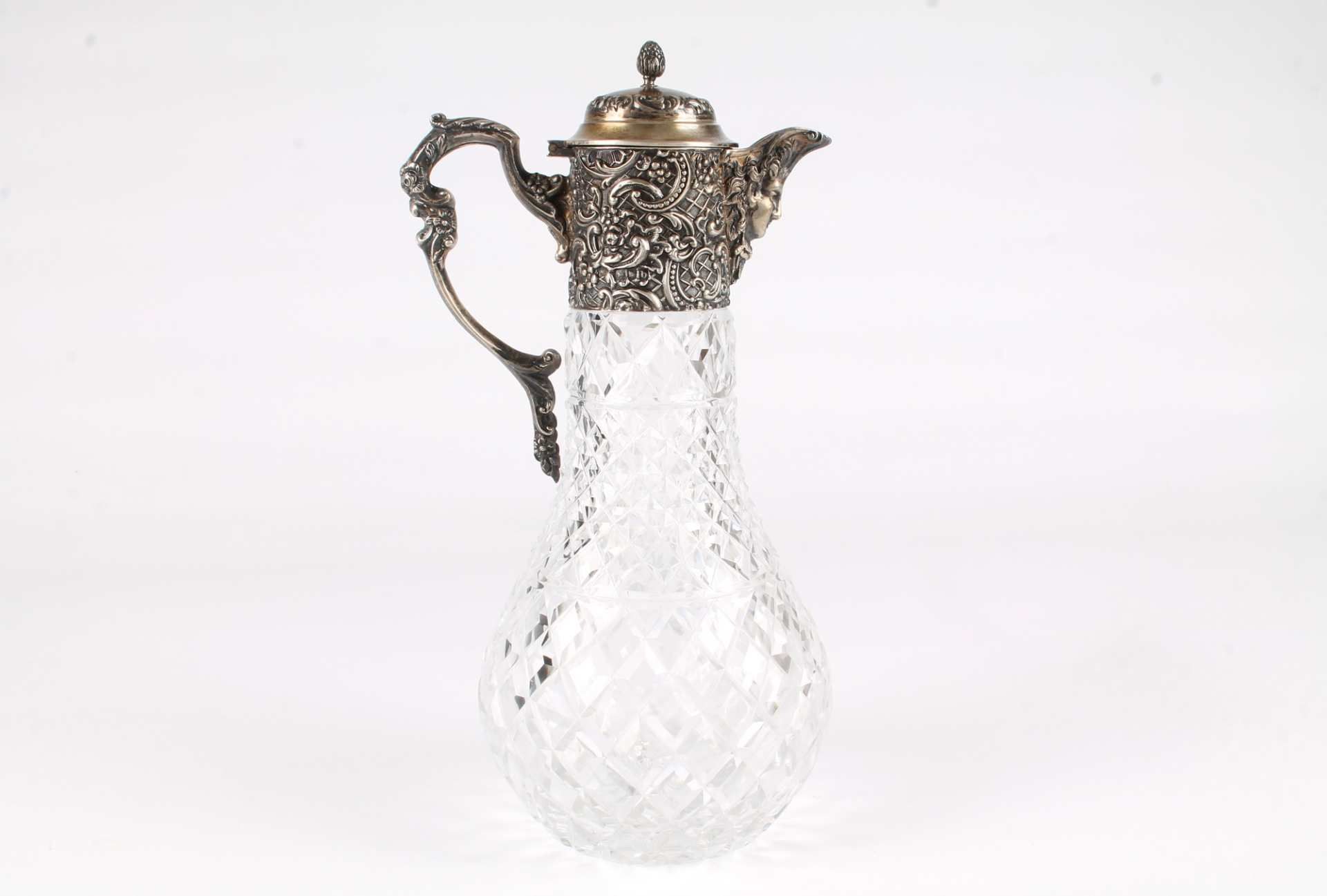 925 Silber Kristallkanne England 1897, crystal silver jug art nouveau,