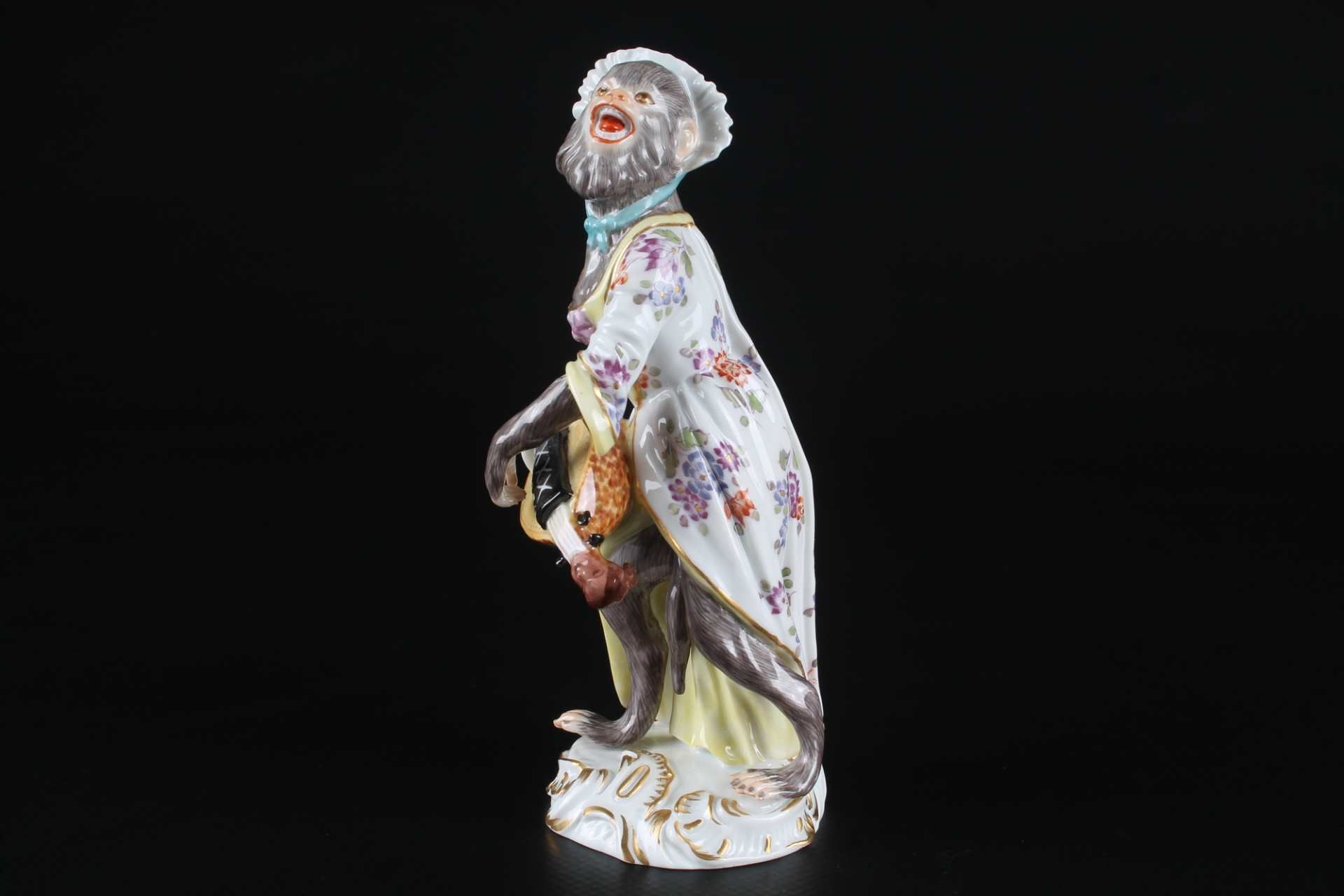 Meissen Drehleierspielerin aus der Affenkapelle, hurdy gurdy player monkey chapel, - Image 2 of 6