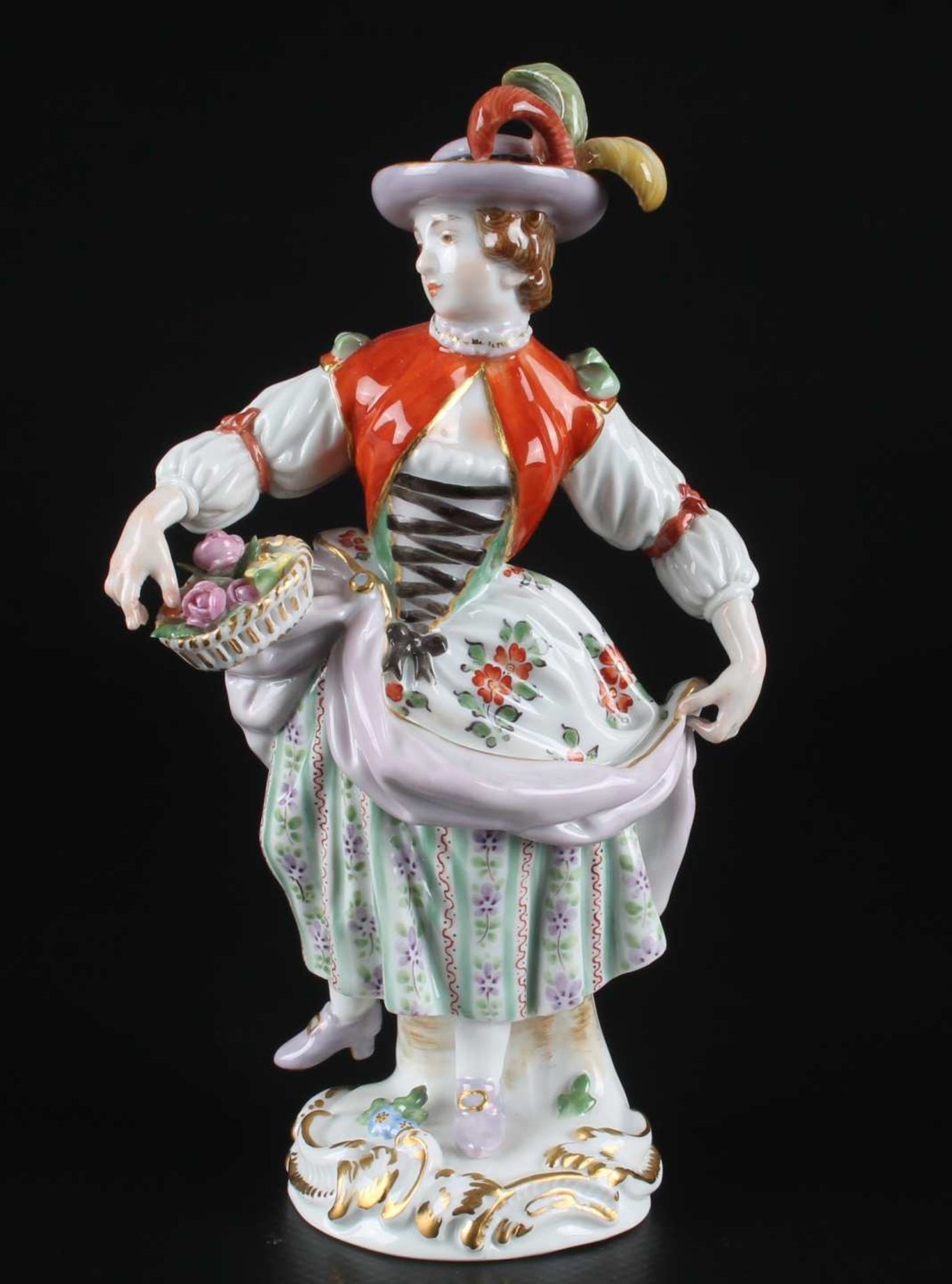 Meissen Gärtnerkind Dame mit Blumenkorb, gardeners child with flowerbasket,