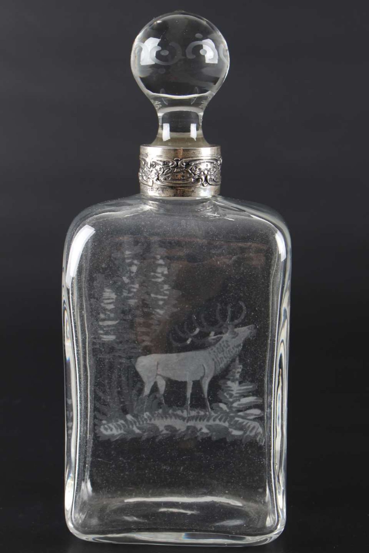 800 Silber Kristallkaraffe mit Jagdmotiv, carafe with deer motive silver, - Image 4 of 8