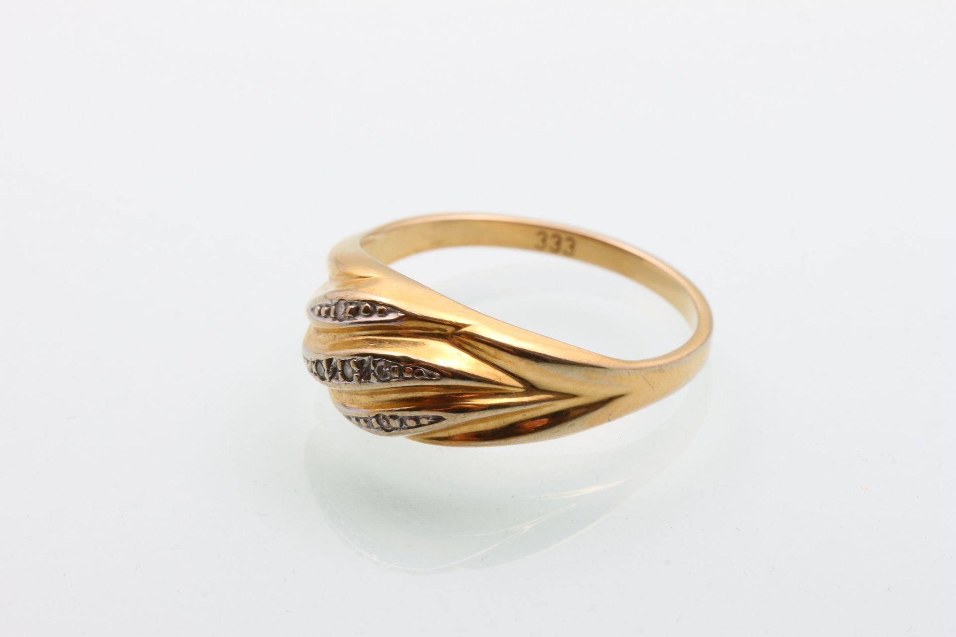 333 Goldring mit Diamanten, 333 gold ring with diamonds, - Image 3 of 6