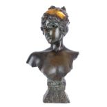 Emmanuel Villanis (1858-1914) Bronze Büste von Tanagra, bronze bust of Tanagra,