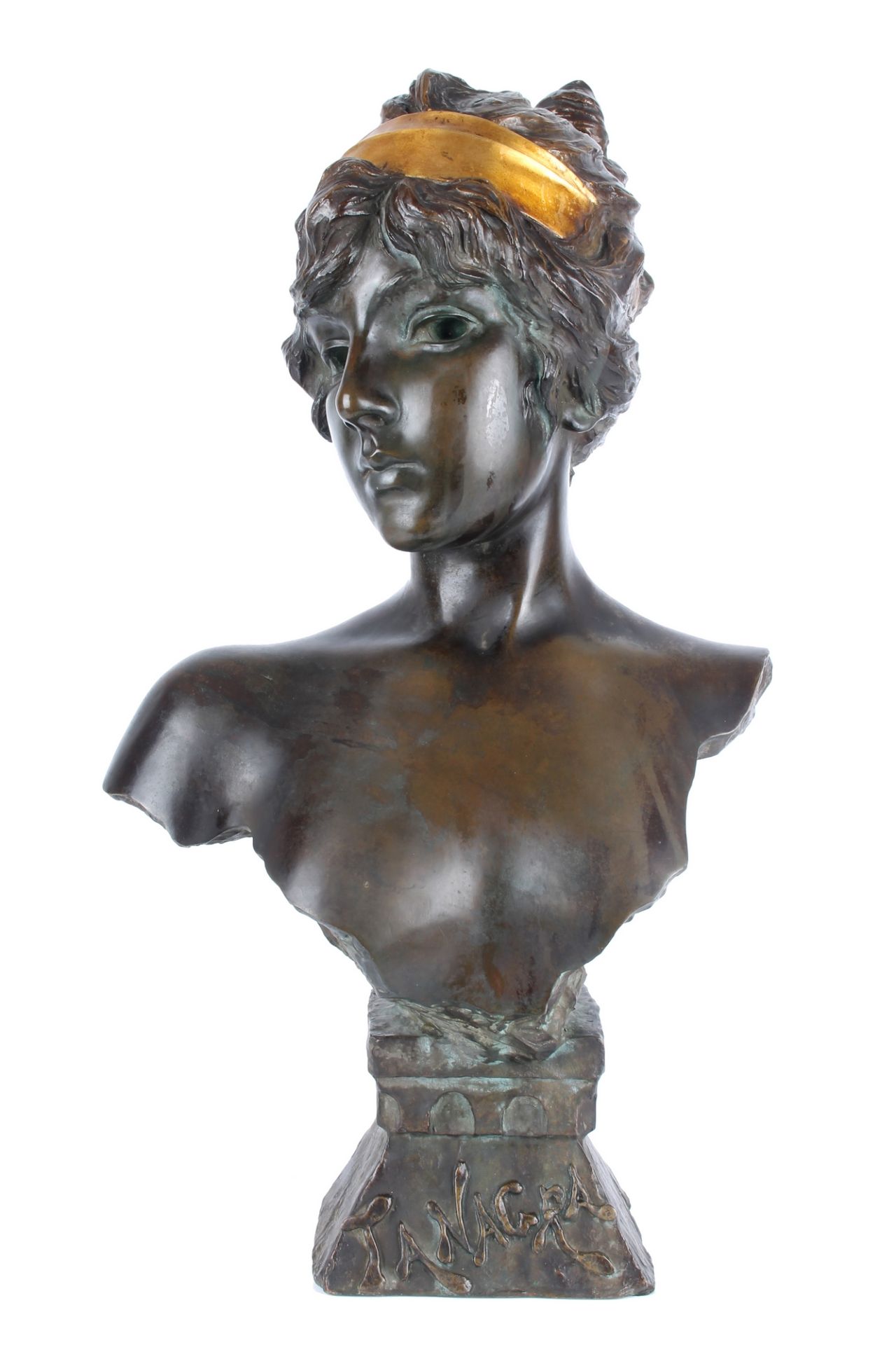 Emmanuel Villanis (1858-1914) Bronze Büste von Tanagra, bronze bust of Tanagra,