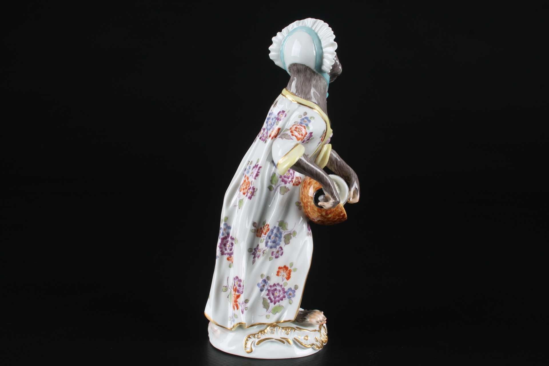 Meissen Drehleierspielerin aus der Affenkapelle, hurdy gurdy player monkey chapel, - Bild 4 aus 6