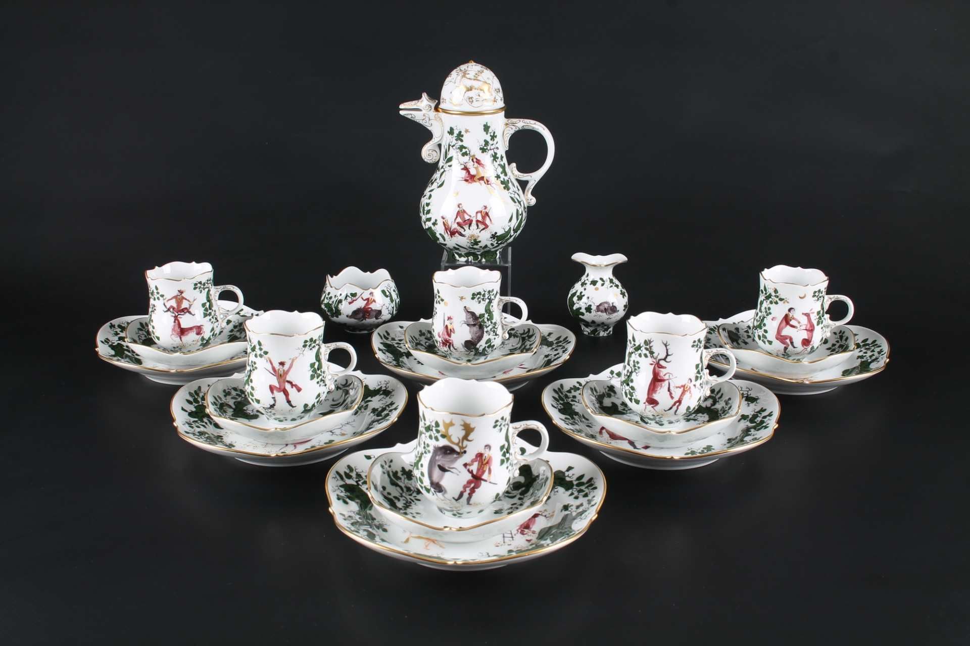 Meissen Kaffeeservice Jägerlatein, coffee set,Meissen Kaffeeservice Jägerlatein,