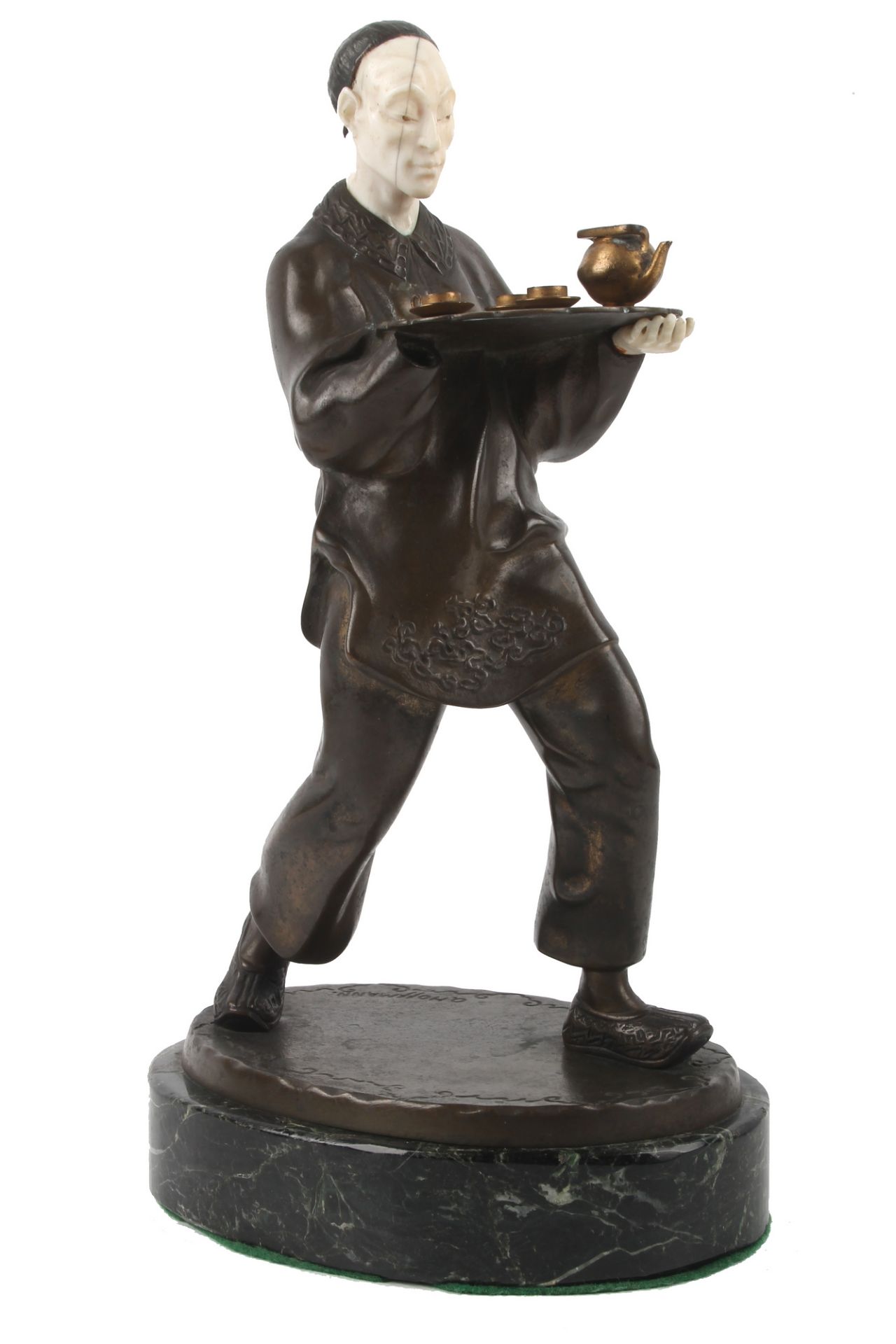 Otto Hoffmann (1885-1915) Bronze Chinese mit Teetablett, bronze chinese with tea tray,