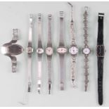 8 Silber Damenuhren DAU, 8 silver ladies wristwatches,