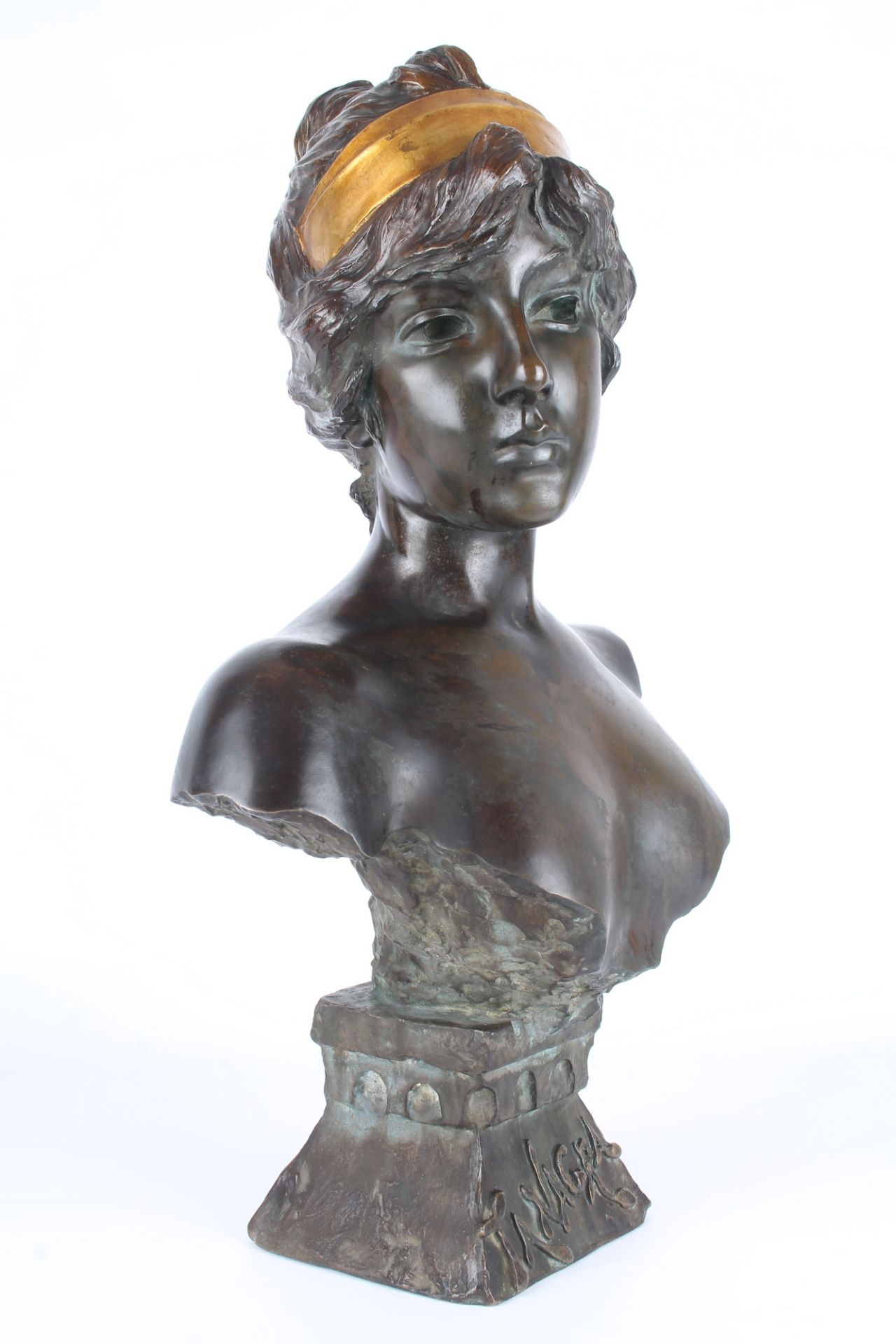 Emmanuel Villanis (1858-1914) Bronze Büste von Tanagra, bronze bust of Tanagra, - Image 2 of 8