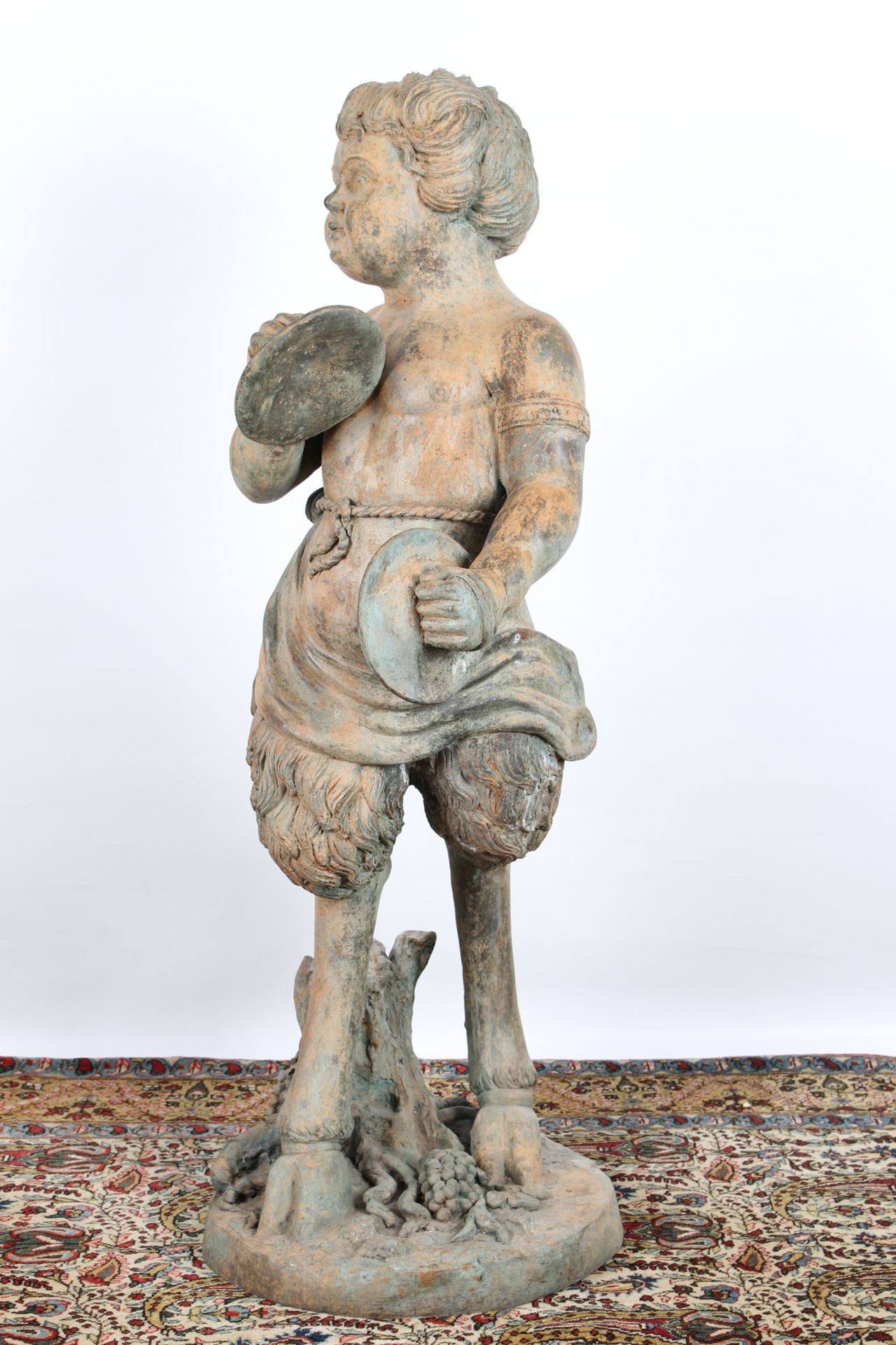 Großer Bronze Faun mit zwei Becken H 110 cm, bronce satyr sculpture, - Image 2 of 7