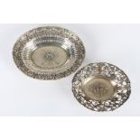 800 Silber 2 Durchbruchschalen, art nouveau cutwork silver bowls,